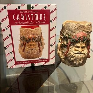 Santa Candleholder - Festive Brown and Red